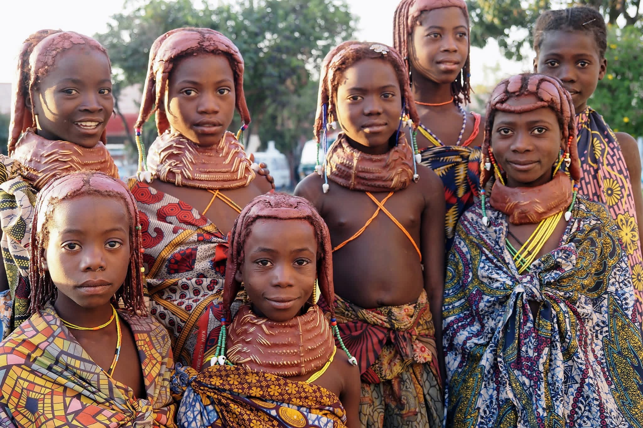 Group of women and children in colourful cloth