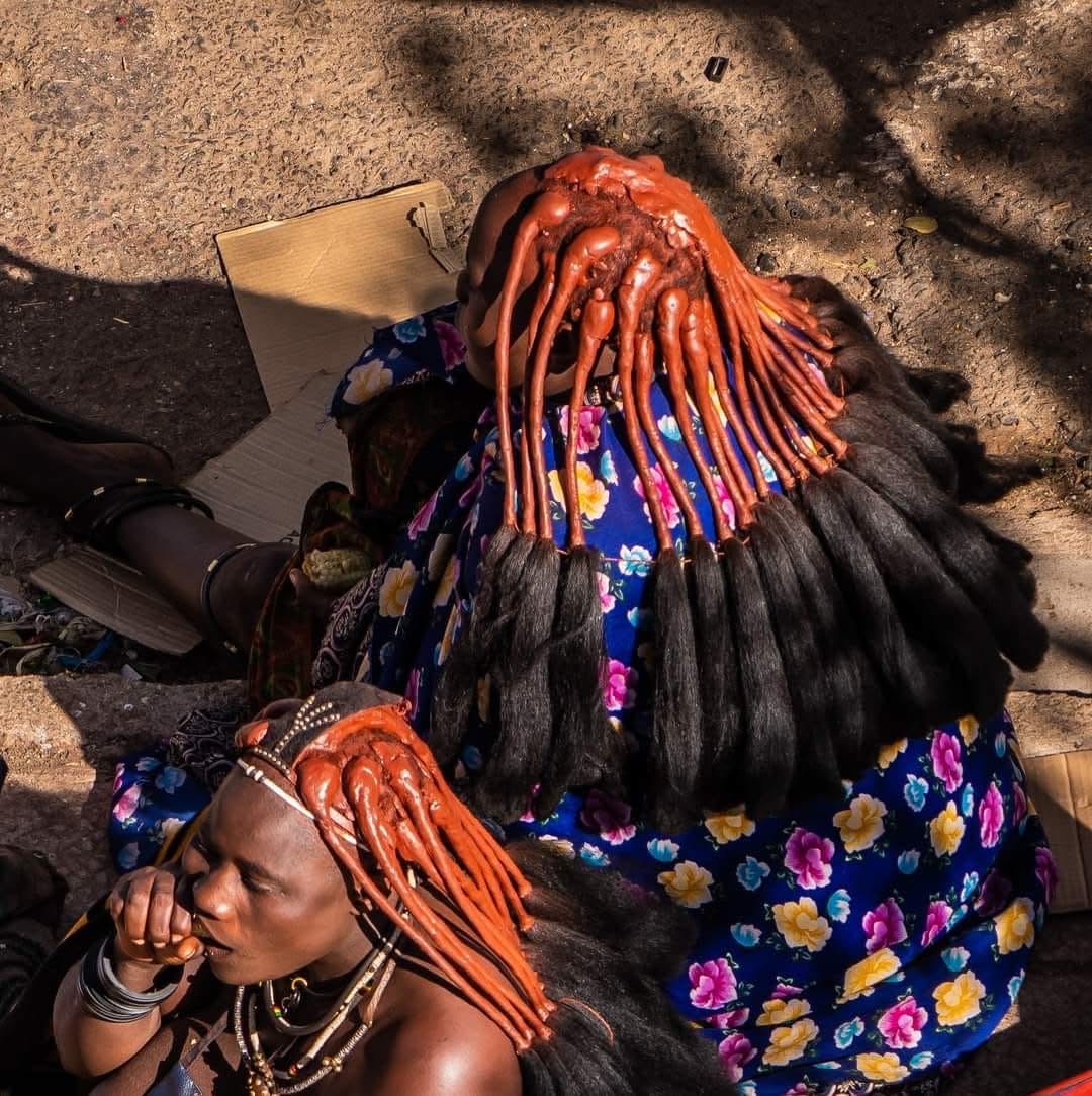 Portrait of a Himba woman with ochre-coloured hair