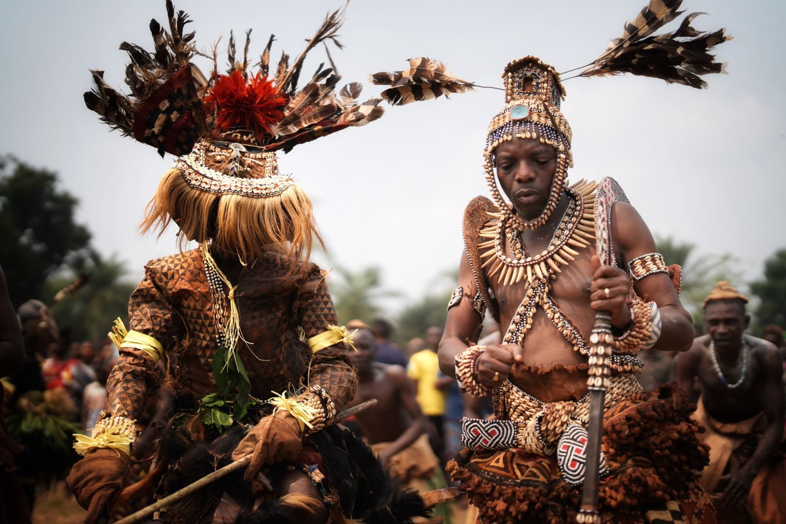 Dancers in feathers and beads