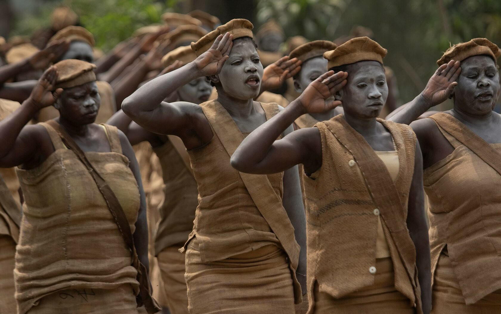 Group in matching traditional dress