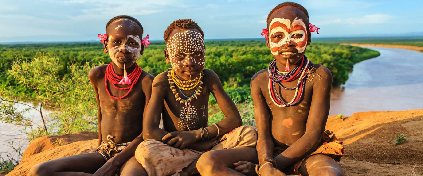 Children with painted faces